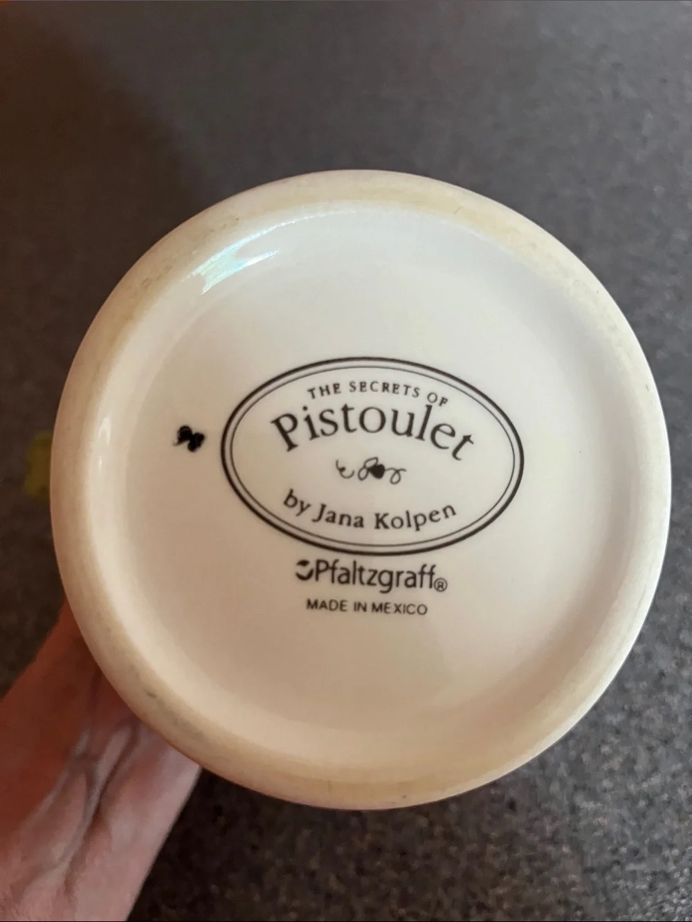 Pfaltzgraff Pitcher from secrets of Pistoulet Ceramic Piece with Maker's Mark